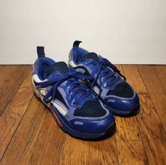 Sandro - Flame Navy Blue Low Top Mixed Media Sneakers - Picture 2 of 12